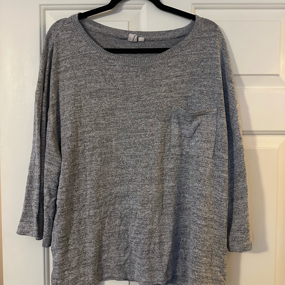 GAP Heather Gray 3/4 Sleeve Softspun Top